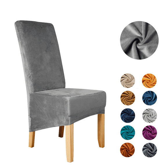 Rosnek 1/4/6Pcs Velvet L Size Chair Cover Spandex Dining Chair Slipcover Extra Large Elastic Stretch Seat Case For Kitchen Banquet Hotel
