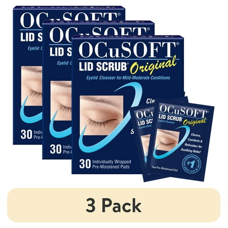 (3 pack) OCuSOFT Lid Scrub Original Eyelid Cleanser, 30 Count