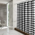 thumbnail image 6 of Extra Long Buffalo Check Shower Curtain: Cotton Blend Plaid Woven Texture & Machine Washable, Water-Repellent, Rustic Farmhouse Style for Bathroom - Black and White, 72x84 Inch, 6 of 6