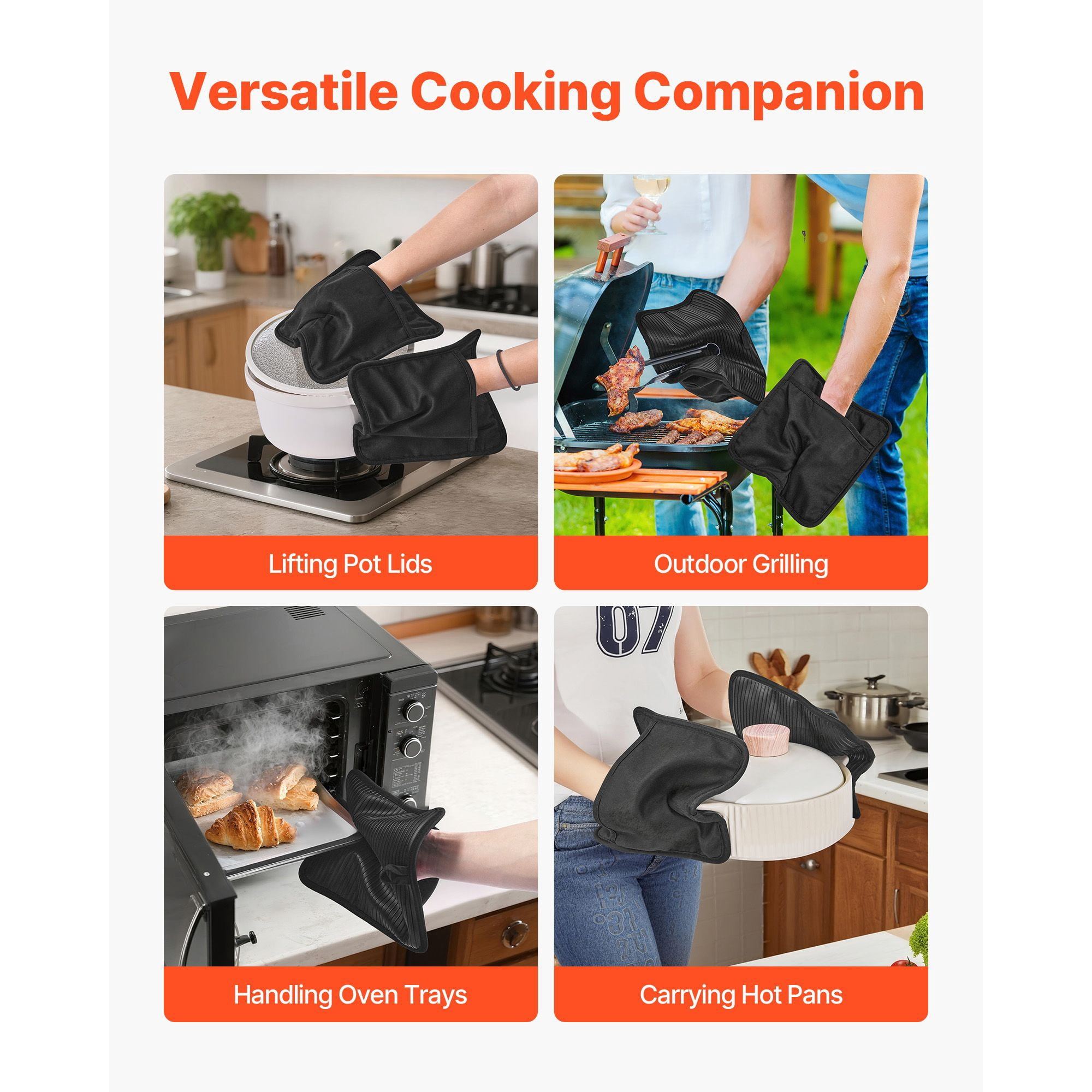 Heat-Resistant Silicone Cotton Hot Pads, Non-Slip Silicone Bottom Ultra-Thin Easy Clean, 9x9in Pot Holders for Kitchen Baking Grilling Cooking