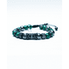 Italo Adjustable Bracelet in Green and Purple Marbled Jade with Lead Grey Volcanic Rock and Black Zirconia Encrusted Double Crown Charm and White Zirconia Encrusted Separators