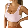 thumbnail image 2 of Ovbmpzd Everyday Sports Bras for Women High Impact Pink Ribbed Removable Cups Cami Bras Yoga Quick-Dry Running Active Bras,S, 2 of 6