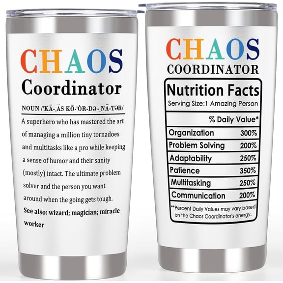 Chaos Coordinator Tumbler Christmas Employee Thank You Gifts For Women - Best Boss Appreciation Gifts For Women Male Female Boss, Funny Birthday Farewell Gifts For Women Coworkers