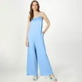 thumbnail image 6 of Womens Casual Loose Jumpsuits Summer Boho Wide Leg Rompers Sleeveless Overalls with Pockets Light Blue S, 6 of 7