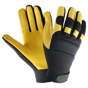 Gants de conduite en cuir Gants haut de sécurité Gants mécaniques en cuir de travail, utilisation à l'aide