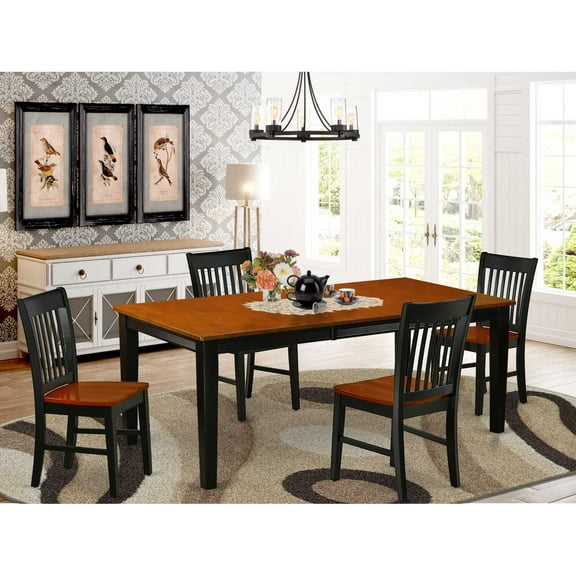 East West Furniture Dining Room Set Black & Cherry, QUNO5-BCH-W