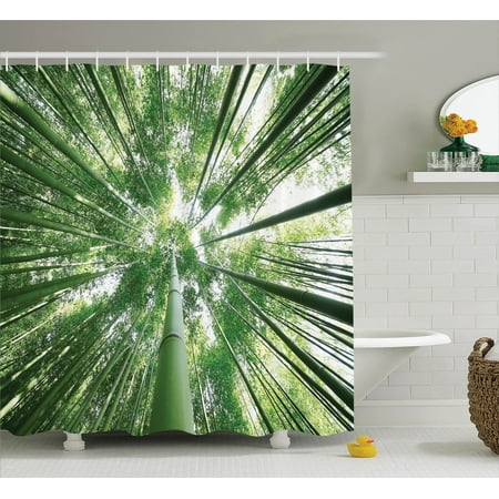 Bamboo Decor Shower Curtain Set Tropical Rain Forest Tall Bamboo Decor Shower Curtain Set Tropical Rain Forest Tall Trees In Grove Exotic Asian