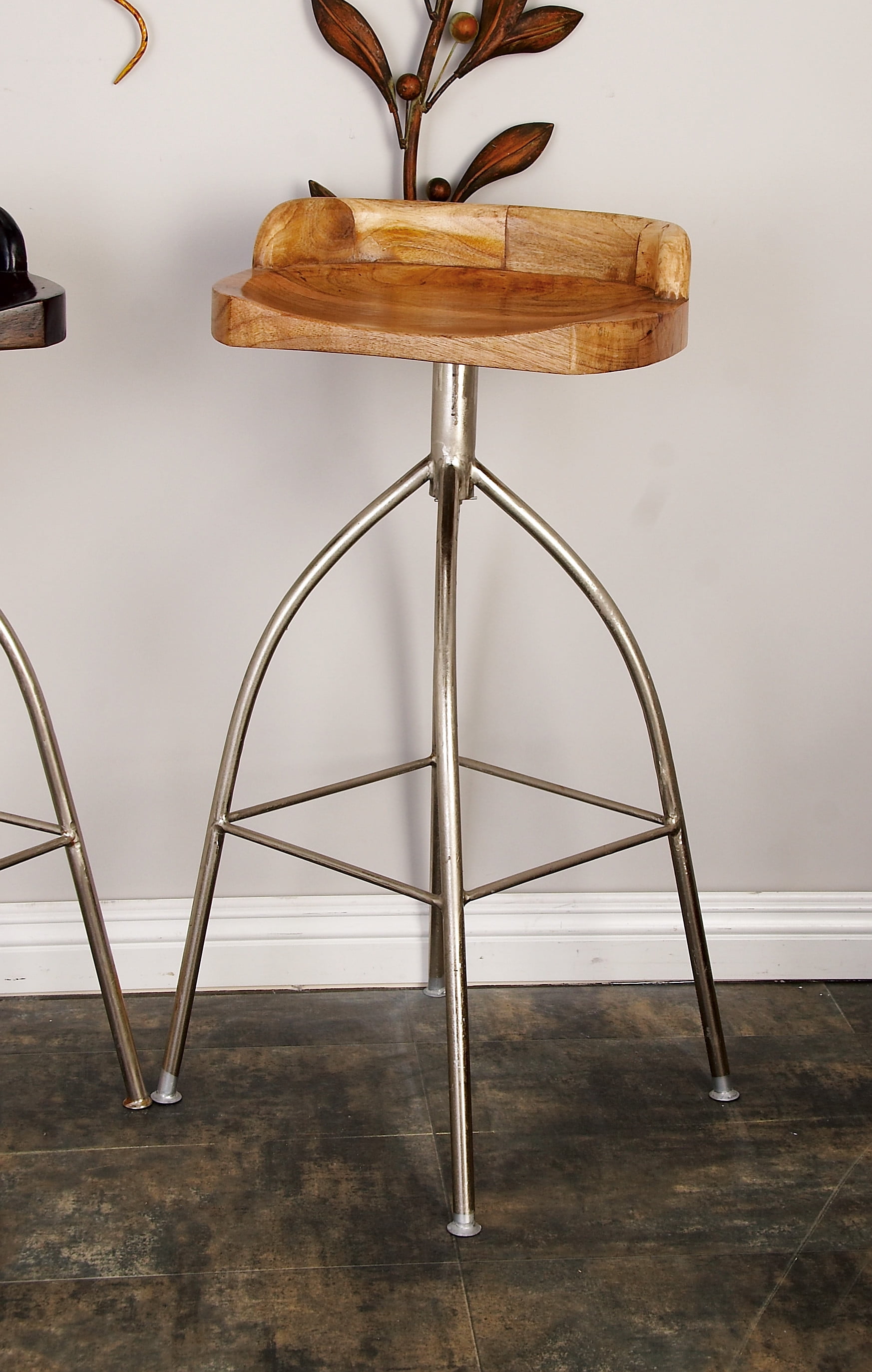 DecMode Brown Metal Contemporary Bar Stool 33"