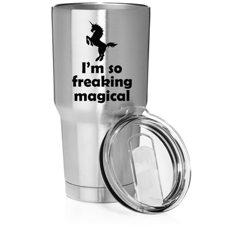 Smooth Body Tumbler Stainless Steel Vacuum Insulated Travel Mug Cup Gift I m So Freaking Magical Unicorn (Stainless Steel 30 oz)