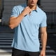 thumbnail image 4 of Ceisia Men's Slim Fit Short Sleeve Polo Shirt Herringbone Texture Color-Blocked Henley Collar Spring Summer Shirt Gift, 4 of 9