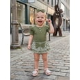 thumbnail image 5 of Loicainy Infant Baby Girl Summer Clothes 3 6 9 12 18 Months Ribbed Knit Solid Color Short Sleeve Romper Elastic Waist Plaid Shorts Headband 3Pcs Outfits Set, 5 of 9