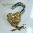 thumbnail image 2 of Peekdee Brass Pad lock Beautiful Handmade Skull Designed Door Lock Antique Finish Tala For Home Size-4.9 Inch, 2 of 4