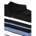 thumbnail image 3 of Camiseta De Golf A Rayas Bloque De Color Mangas Cortas Polo Para Hombres Negro Blanco Azul S, 3 of 5