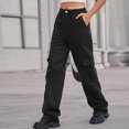 thumbnail image 2 of Sngxgn Y2K Cargo Pants for Women Low Waist Baggy Vintage Trousers Streetwear(Black,S), 2 of 7