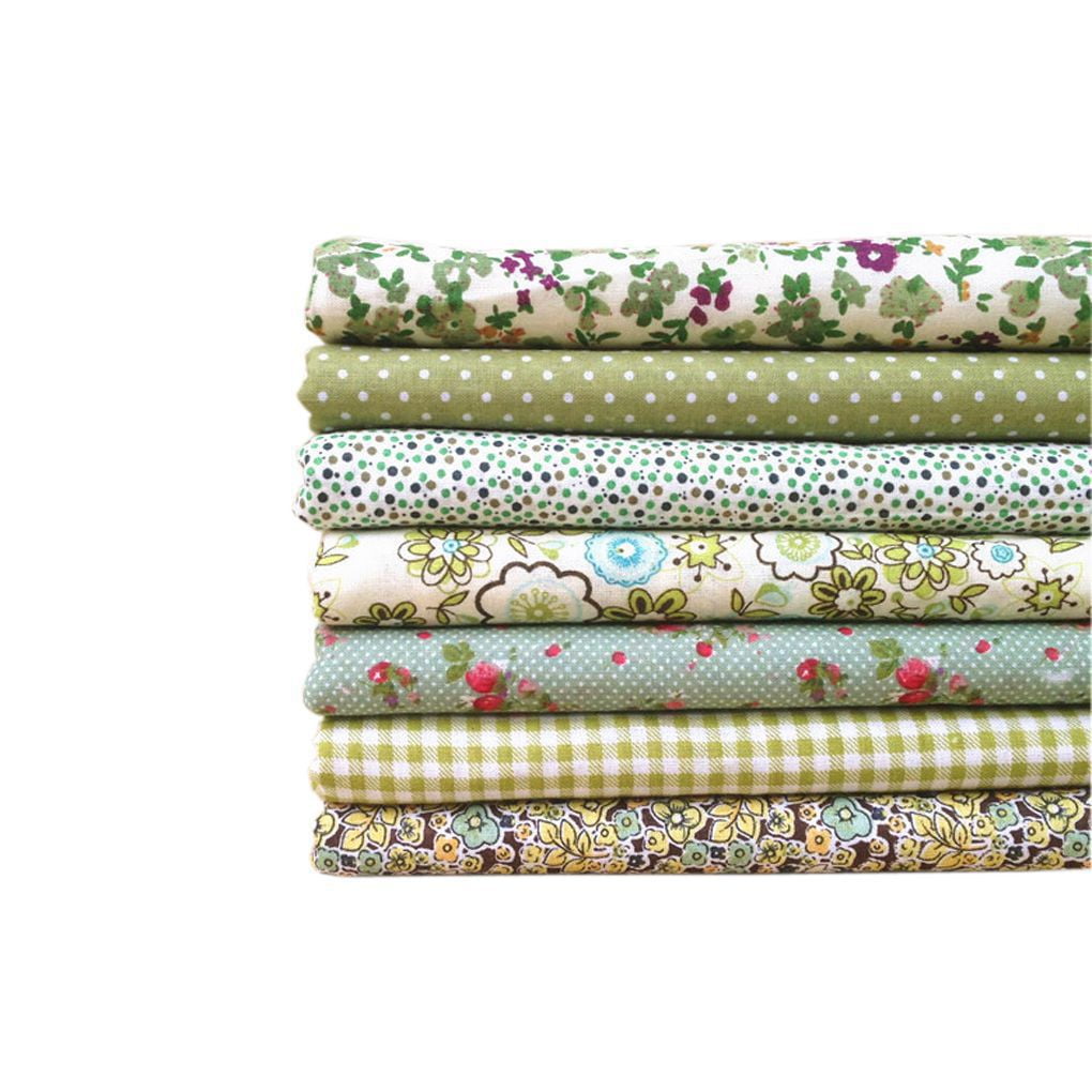 Machinehome Green Series 7pcs/set Fabric Bundles Flower Printed Cotton Fabric Patchwork Sewing Fabric 50x50cm cotton quilting sewing fabric