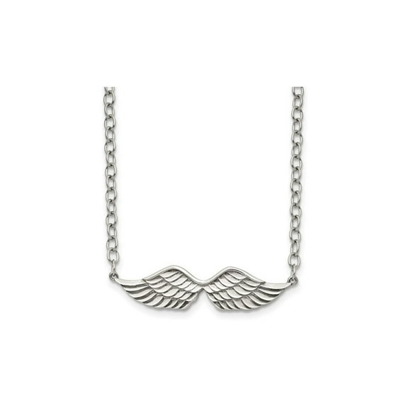 Stainless Steeel Angel Wing Charm Pendant Necklace with Chain (16 inches) for Men