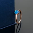 thumbnail image 4 of Gem Stone King 10K Rose Gold Blue Simulated Opal Solitaire Engagement Ring for Women (0.30 Cttw, Round Cabochon 6MM, Gemstone October Birthstone, Size 8.5), 4 of 5