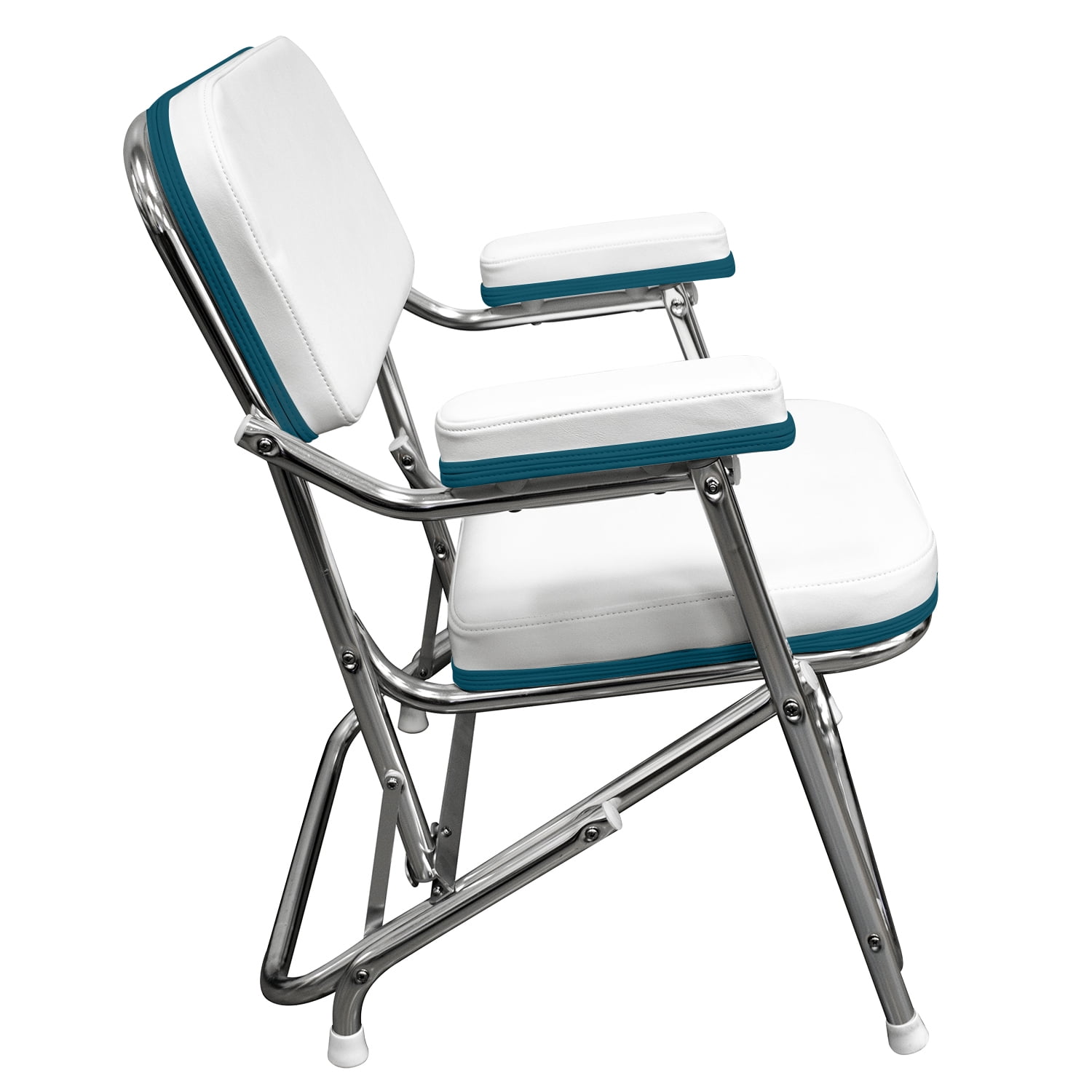 Wise 3319-924 Boaters Value Promotional Folding Deck Chair, White with Navy  Trim 