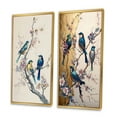 thumbnail image 3 of Designart "Multicolored Birds on Plum Blossom Tree III" Bird Framed Wall Art Set Of 2 - Beige Animals Frame Gallery Set For Office Decor, 3 of 7