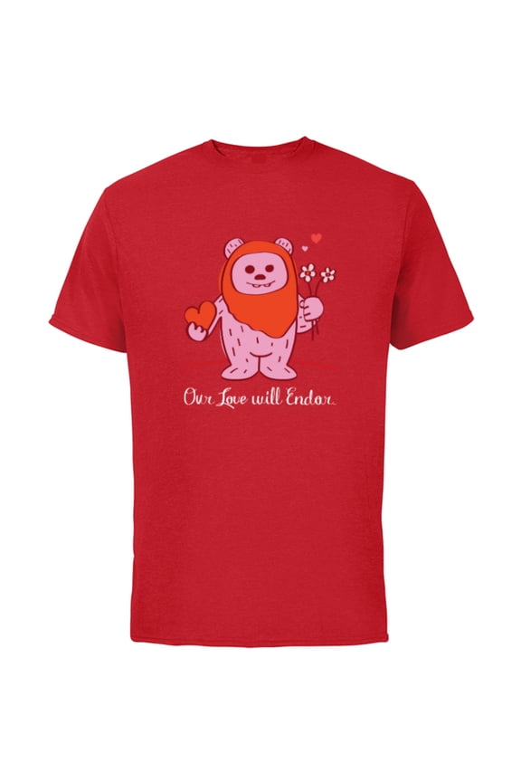 Wicket Ewok Our Love Will Endor Valentines Day - Short Sleeve Cotton T-Shirt for Adults - Customized-Red