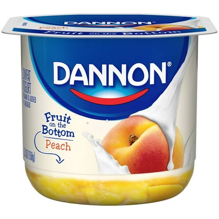 Dannon Fruit on the Bottom Peach Yogurt 6 Ounce — 12 per case. Dannon Fruit on the Bottom Peach Yogurt 6 Ounce — 12 per case.