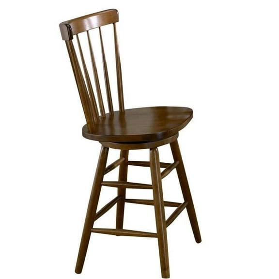 Pemberly Row Transitional Wood 24" Barstool in Tobacco