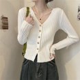 thumbnail image 5 of BUYISI Womens Cozy and Single Breasted Long Sleeve Sweater Jacket for Daily Use White Average size, 5 of 9