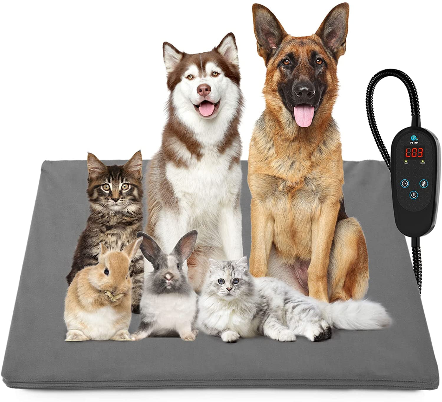 Adjustable Warming Mat with 6 Levels Temperature & 4 Timers Levels Auto Power Off Chew Resistant Cord Super Large Size Pet Heating Pad Electric Heating Pad for Dogs Waterproof Dog Cat Heating Pad 
