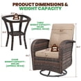 thumbnail image 3 of LazySunsets 3 Pieces Patio Furniture Set, Patio Swivel Rocker Chairs Set of 2, Wicker Outdoor Bistro Set with Rocking Chair, Beige/Brown, 3 of 8
