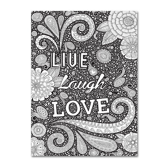 Trademark Fine Art "Live Laugh Love Black" Canvas Art by Hello Angel