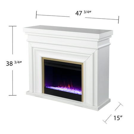 SEI Furniture - Bevonly Color Changing Fireplace - White and gold finish