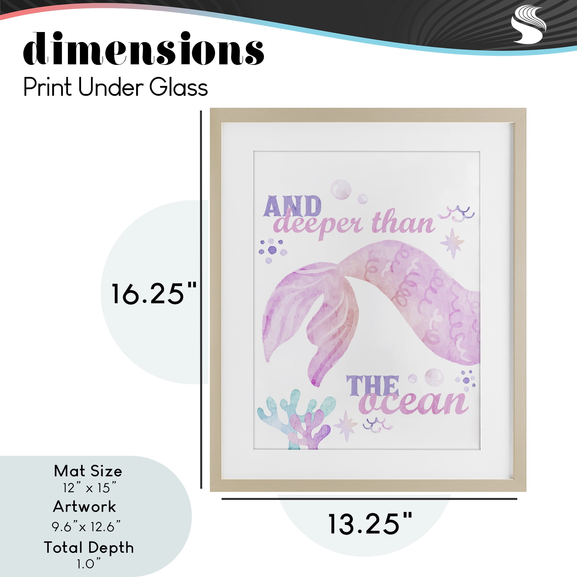 Deeper Than The Ocean Birch Framed Print Under Glass, design by Kim Allen