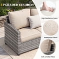 thumbnail image 5 of UDPATIO Patio Furniture Set, 5 Pieces Wicker Outdoor Couch with Chairs, Ottomans and Thick Cushions for Backyard, Khaki, 5 of 8