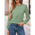 thumbnail image 3 of Long Sleeve Shirts for Women Dressy Casual Lace Tops 2025 Fall Outfits T-Shirts Work Clothes Light Green XL, 3 of 6