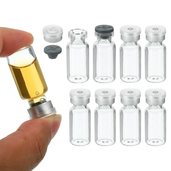 Uxcell 3ml Sample Vials, 8 Pack Lab Empty Vials with Butyl Rubber Stopper and Crimp Top Caps, Transparent