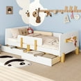 thumbnail image 2 of Newest All-in-One for Growing Kids Organized & Secure Solid Wood Twin Platform Bed with Storage Drawers and Bed Guardrail, White, 2 of 8