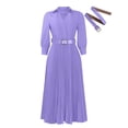 thumbnail image 6 of Spring and Summer Waist Cinching Elegant Solid Color Dress, 6 of 7
