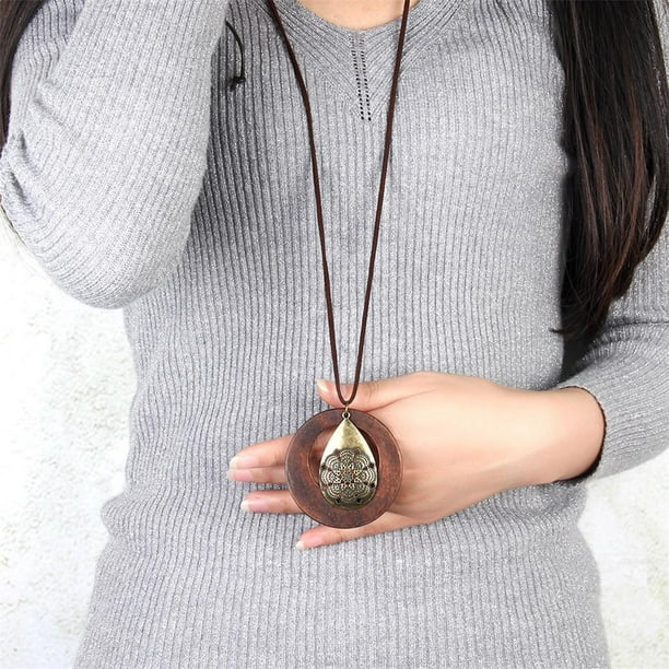 Colres con Colgante de Suéter apariencia de Retr Mujeres Y Niñas con Cadena Hugo Collar suéter con gota de agua