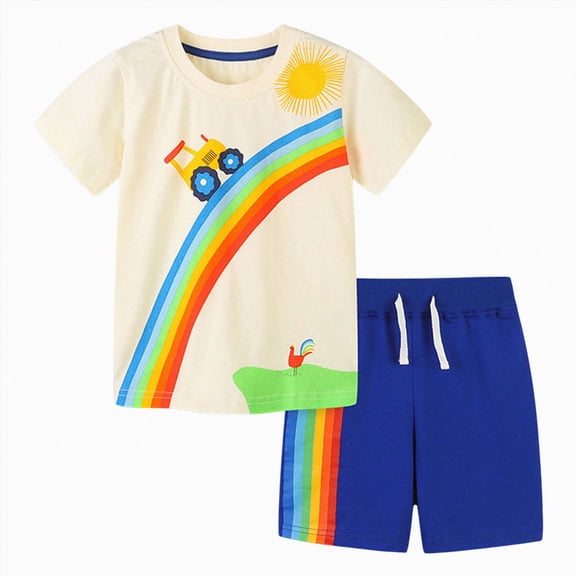 Nwiuh Clothes Camouflage Short Sleeve T-shirt Shorts Sets Clothes Summer Outfits 5-12 Years(Beige, 6-7 Years)