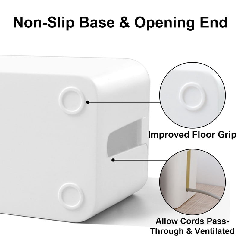 Whole Sale Direct 3-Size Cable Hider Box Set - Universal Surge Protector Cover with Ventilation Slots, 10 Cable Ties & 4 Clips for Home/Office (White)