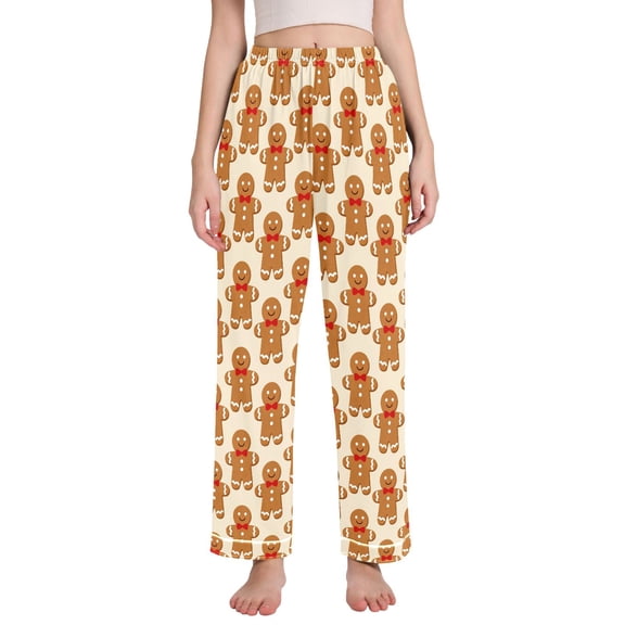 joogoo Women Cute Gingerbread Man Pajamas Pants Lounge Bottoms Pjs with Pockets M