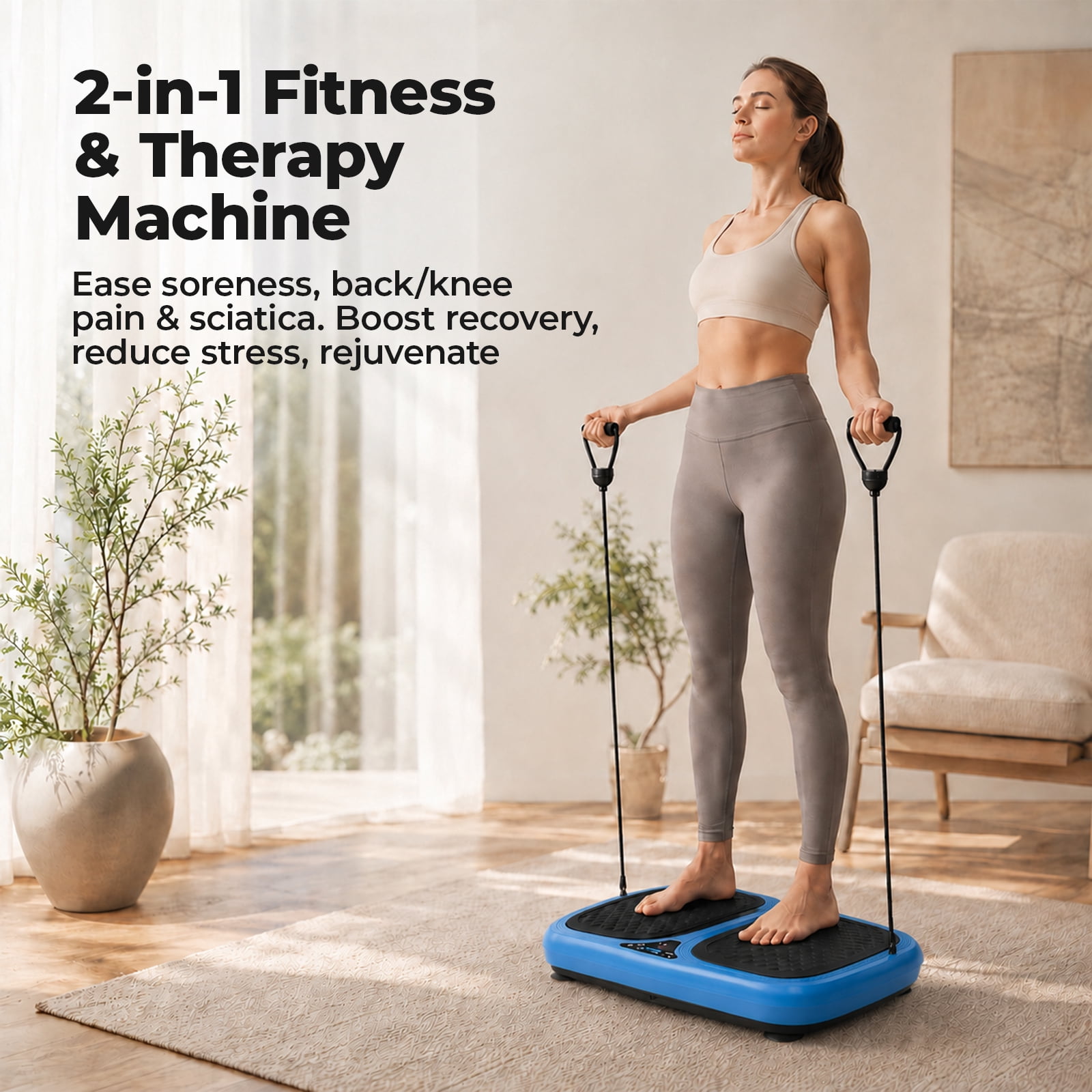 Alvantor Vibration Plate Exercise Machine, Vibrating Fitness Platform for Lymphatic Drainage, Full Body Shaker Workout Equipment, 120 Speeds & 9 Modes, Weight Loss Gifts for Women Men
