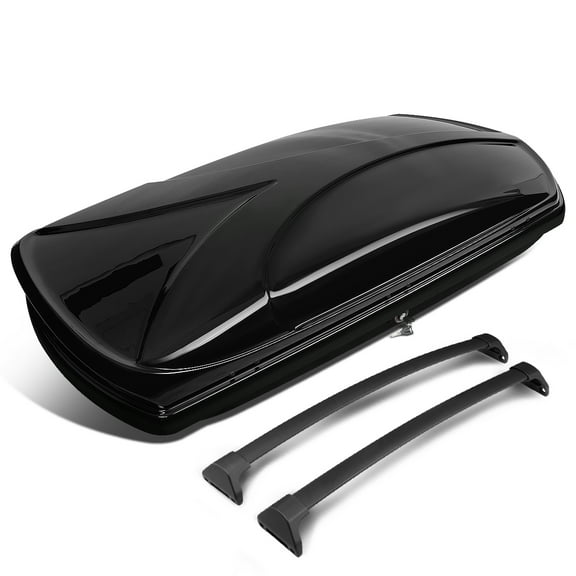 DNA Motoring PT-ZTL-8130-BK Roof Top Aluminum Rail Cross Bar, Dual Side Opening Cargo Box Storage Luggage Carrier with Keys for 2014 to 2019 Acura MDX