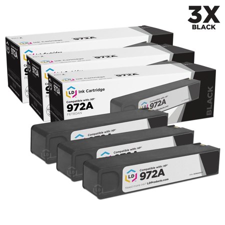 LD Products Compatible Cartridge Replacement for 972A F6T80AN (Black  3-Pack)