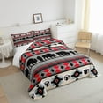 thumbnail image 5 of Aztec Bedding Set Queen,Southwestern Highland Cow Comforter Set Cowgirl Cowboy Longhorn Bull Cattle Duvet Insert Western Animals Bed Quilt Farmhouse Wildlife Boho Decor Black Red Grey, 5 of 5
