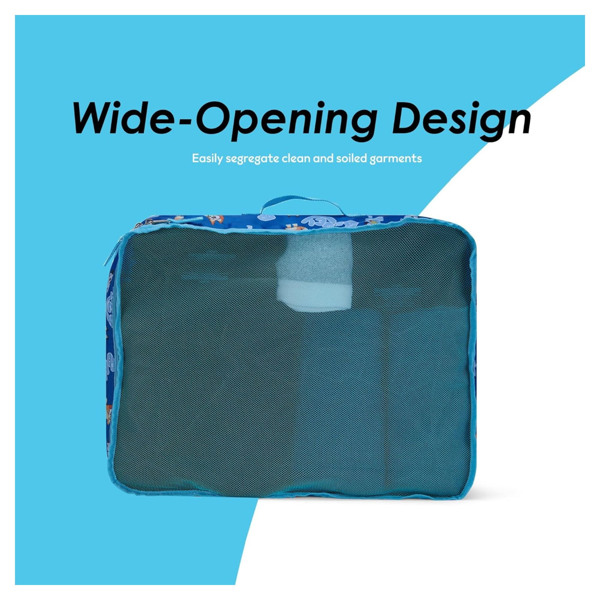 Bluey Bingo Packing Cubes, 5 Piece Set Travel Essential Packing Case Blue for Kids & adult