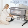 thumbnail image 5 of Baby Bassinet Bedside Sleeper, Portable Foldable Crib with Adjustable Height, 4 Swivel Wheels, Storage Basket, Breathable Mesh, Light Grey, 5 of 6