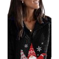 thumbnail image 3 of DYMADE Women Plus Size Christmas Printed Zipper Long Sleeve Knit Fabric Casual Top, 3 of 4