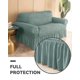 thumbnail image 5 of Funda para sofá de dos plazas, 1 pieza, para sofá de 2 plazas, con faldón, duradera, lavable, fácil de instalar, protector universal para muebles (2 plazas, verde), 5 of 5