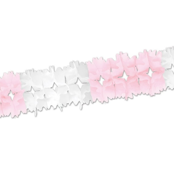 Beistle Club Pack of 12  Pretty Pink and White Festive Pageant Garland Decorations 14.5'